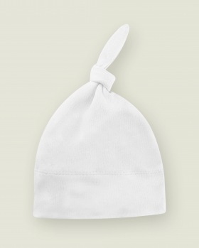 Bold Initial Baby One-Knot Hat White / Black