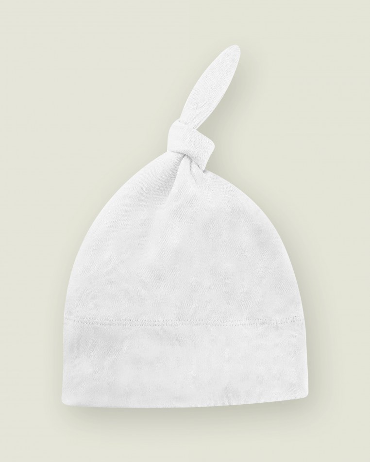 Monogrammed Baby One-Knot Hat White / Black