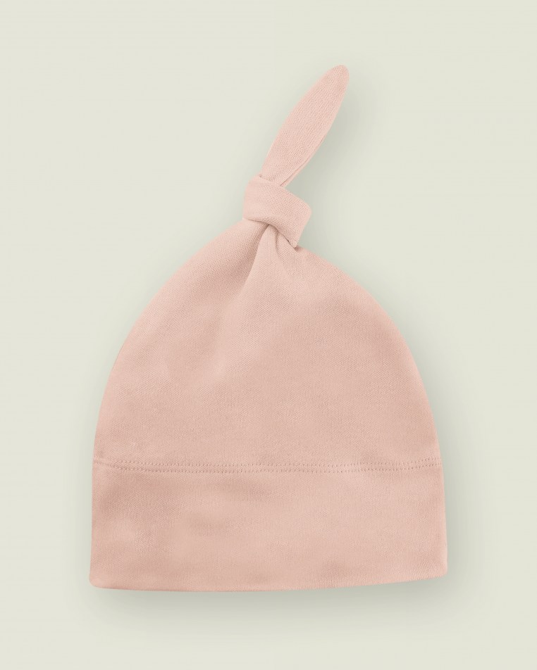 Script Family Name Baby One-Knot Hat Light Pink / Black